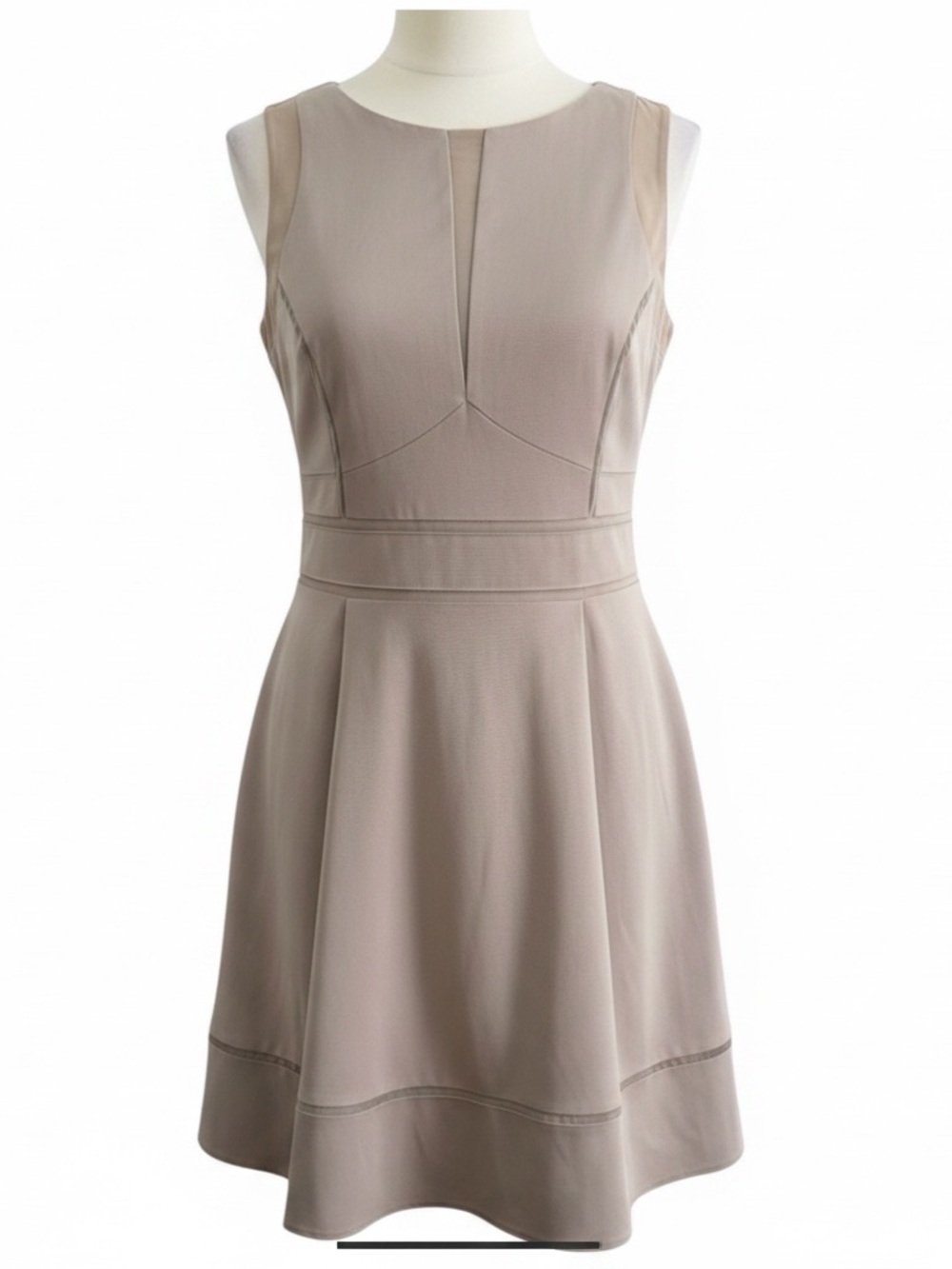 Reiss Mia Sleeveless Beige Midi Fit-and-Flare Dress Size 6 Classic Minimalist
